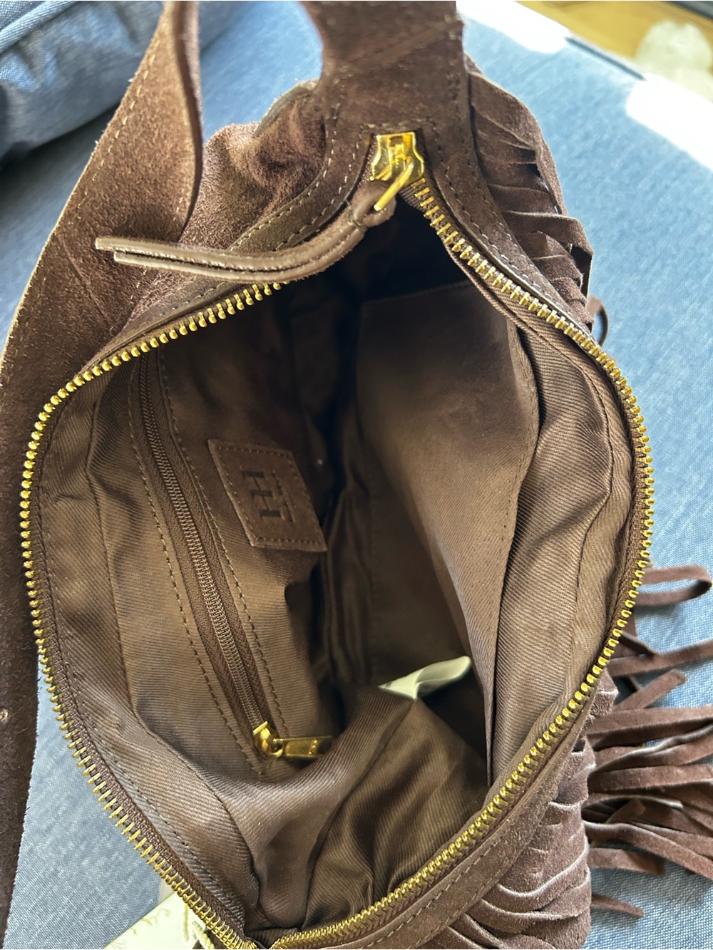 Haute Hippie Rich Brown Suede Fringe Shoulder Bag - Picture 7 of 9